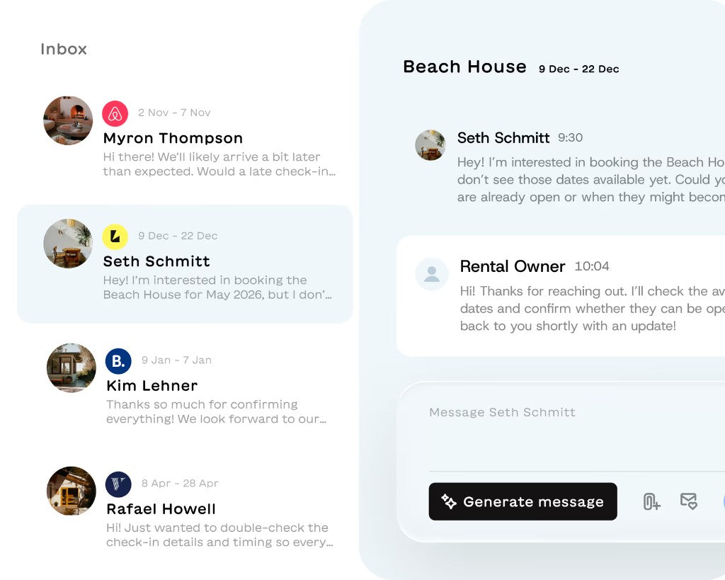 Lodgify unified inbox for guest messages across channels