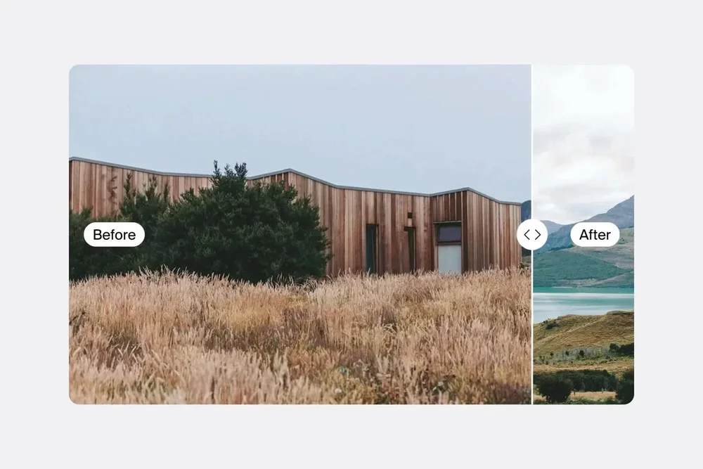 Spark before and after image comparison slider on a squarespace site