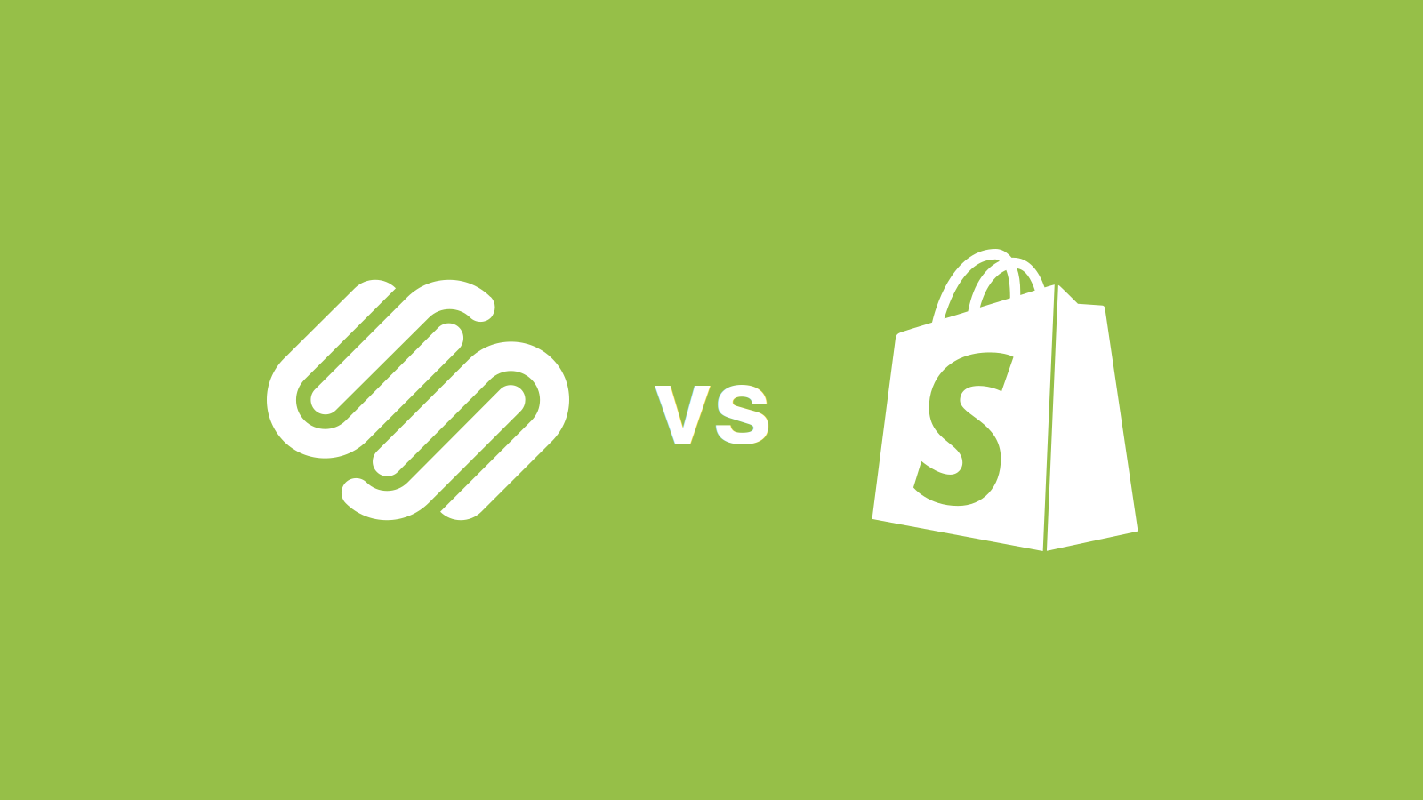Squarespace vs Shopify, official logos on Shopify green background