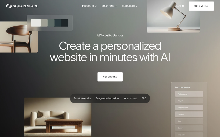 Squarespace AI website builder (Blueprint AI) landing page