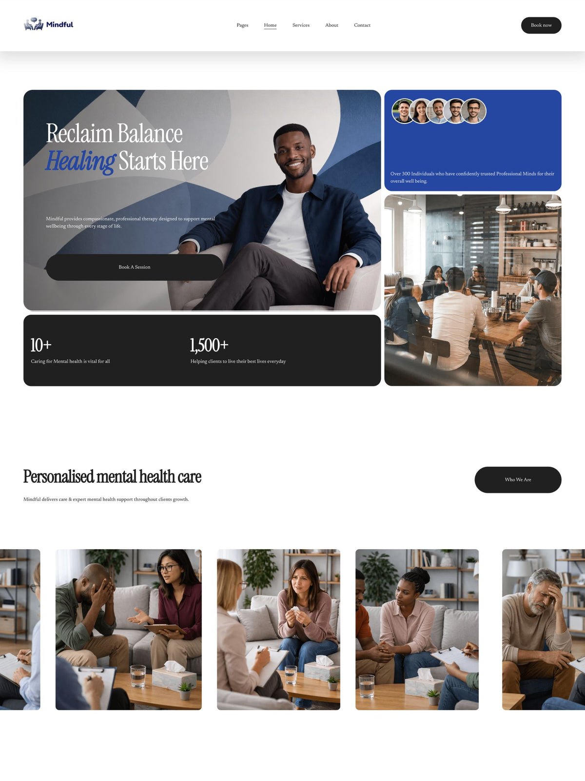 Mindful Squarespace template home page