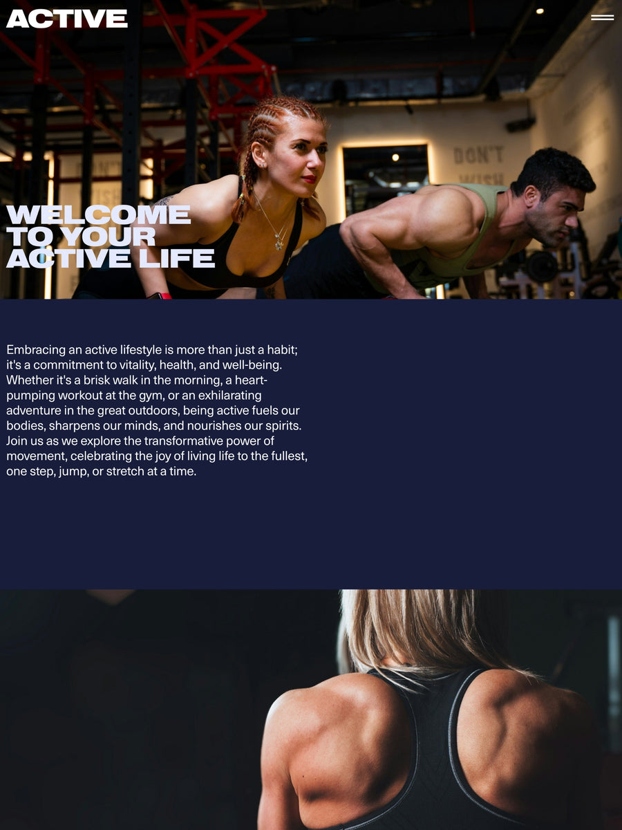 Active Squarespace template home page