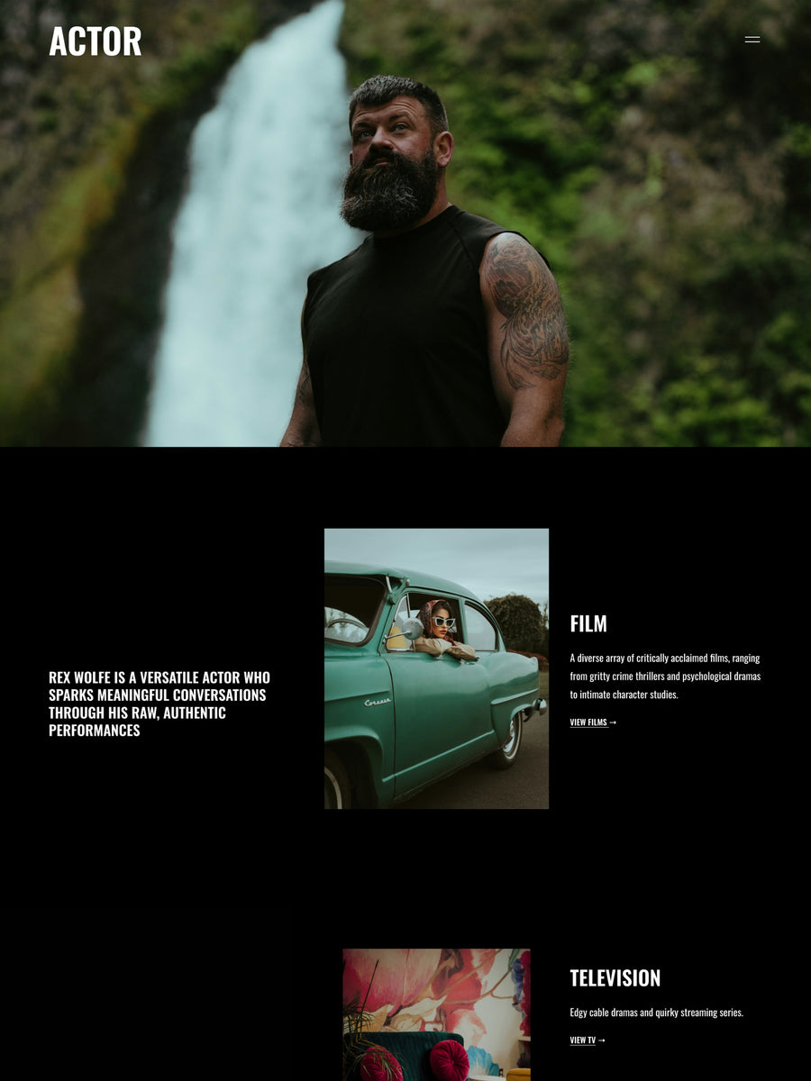 Actor Squarespace template home page