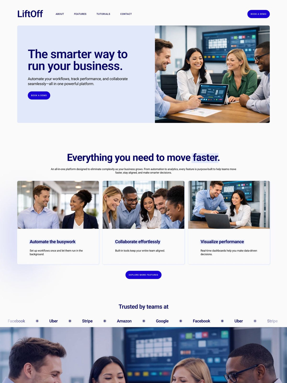 Lift Off Squarespace template home page