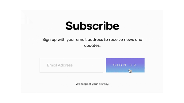 Newsletter gradient colour button Squarespace plugin demo