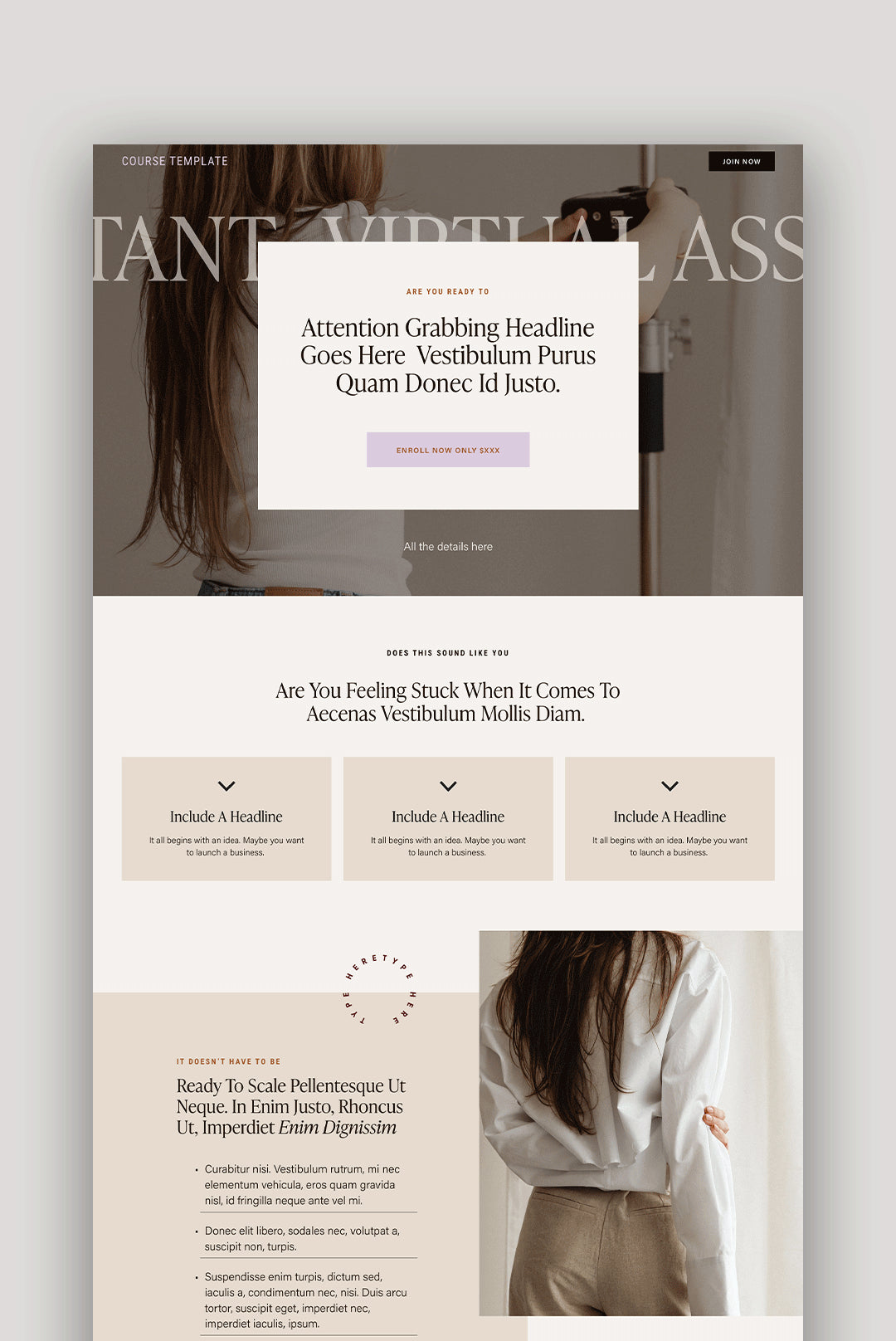 Course Squarespace template preview