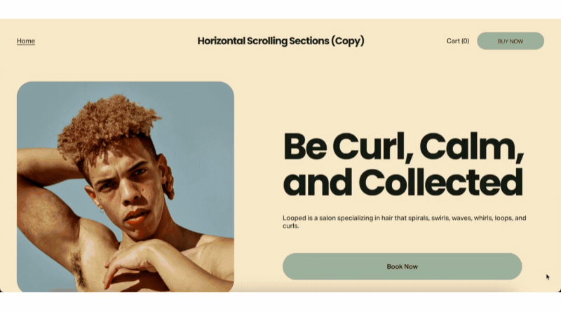 Horizontal scrolling sections demo on a Squarespace 7.1 site
