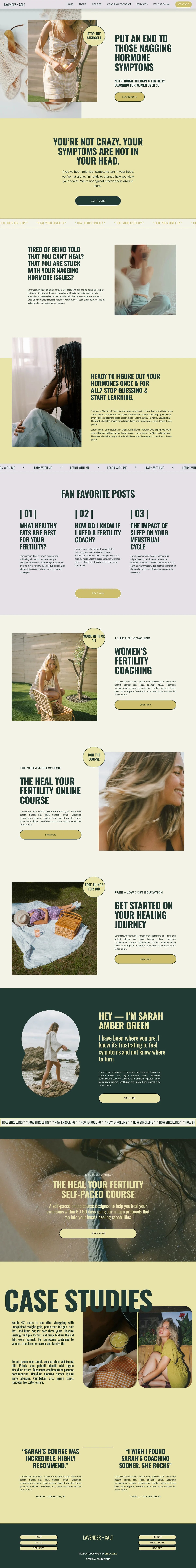 Lavender + Salt Squarespace template full homepage