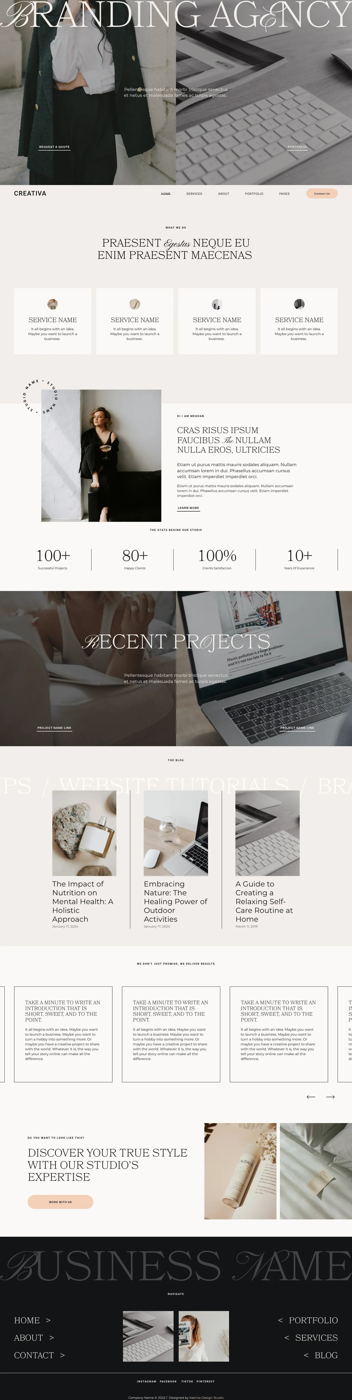 Agency Squarespace template full homepage