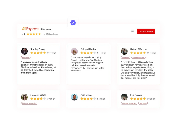 AliExpress Reviews Widget – Squarespace UI Components on SquareLocator