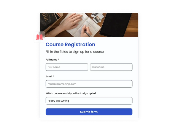 Course Registration Form – Squarespace UI Components on SquareLocator