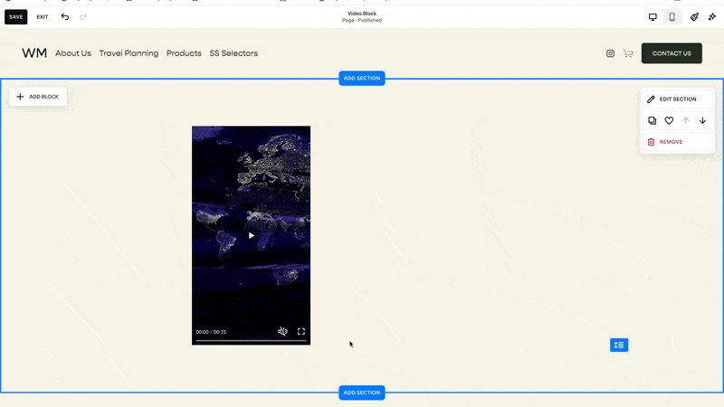 Custom Size Video Block - Squarespace Templates