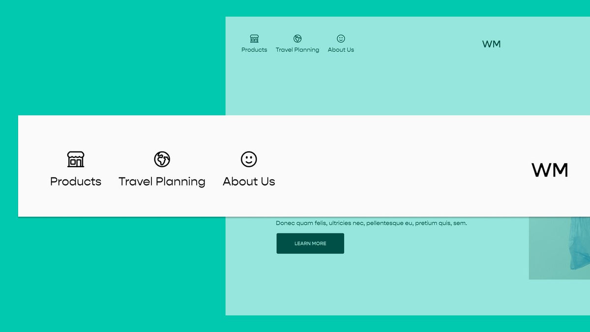 Header Icons - Stacked snippet from Will's Toolkit, preview from the Code Catalog – Squarespace Navigation & Menus on SquareLocator