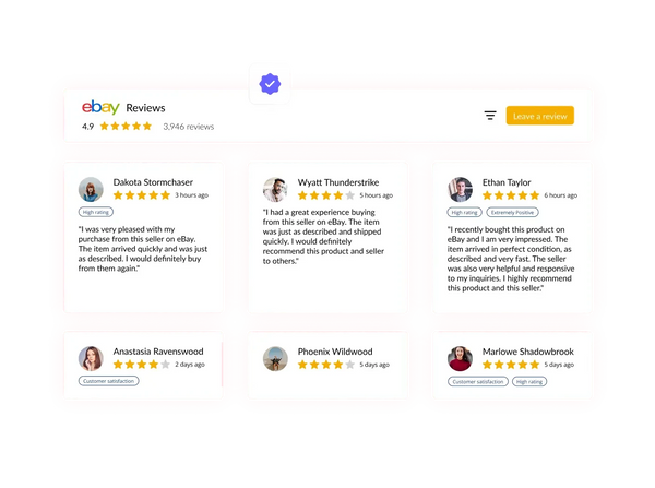 eBay Reviews Widget – Squarespace UI Components on SquareLocator