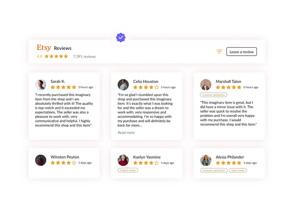 Etsy Reviews Widget – Squarespace UI Components on SquareLocator