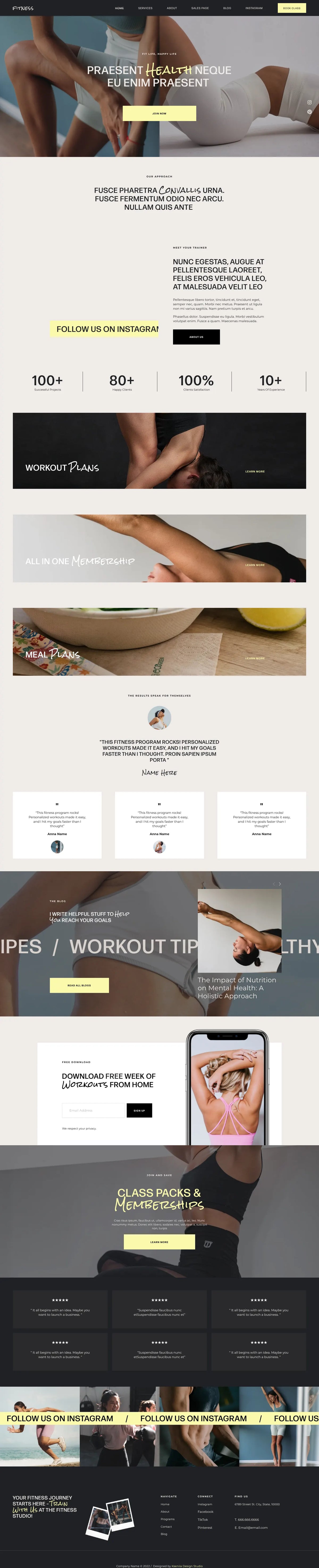 Fitness Website Squarespace template full homepage