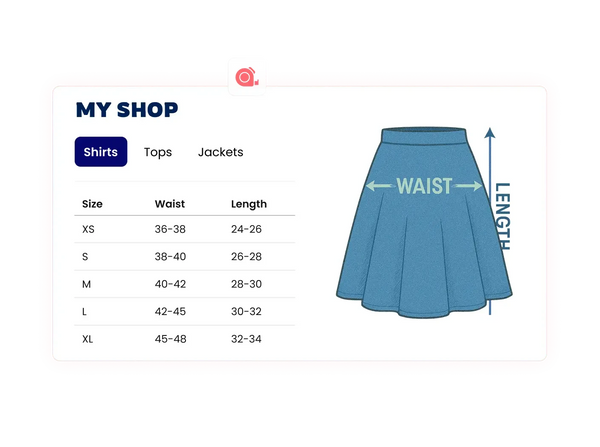 Free Size Chart Widget for Websites – Squarespace UI Components on SquareLocator
