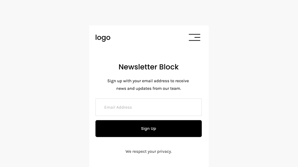 Full Width Newsletter Block (Mobile Only) – Squarespace Theming & Styling on SquareLocator