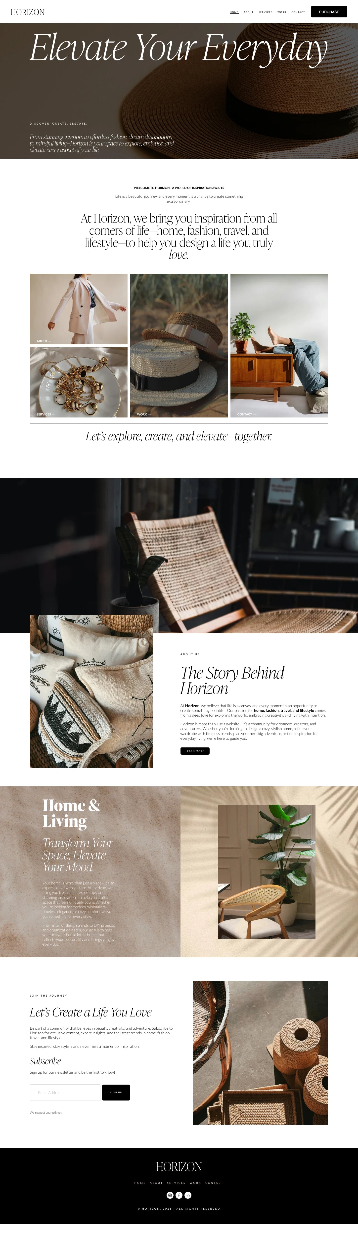 Horizon Squarespace template full homepage preview