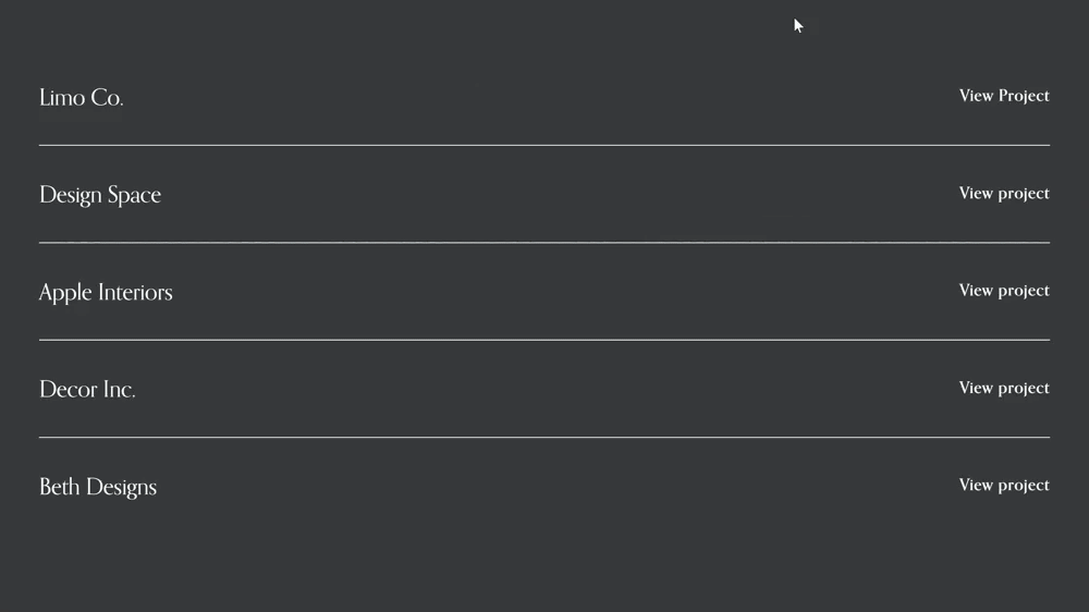 Image Follows Cursor List Layout - Squarespace Templates