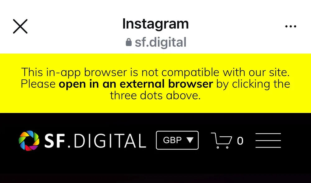 In-app browser squarespace