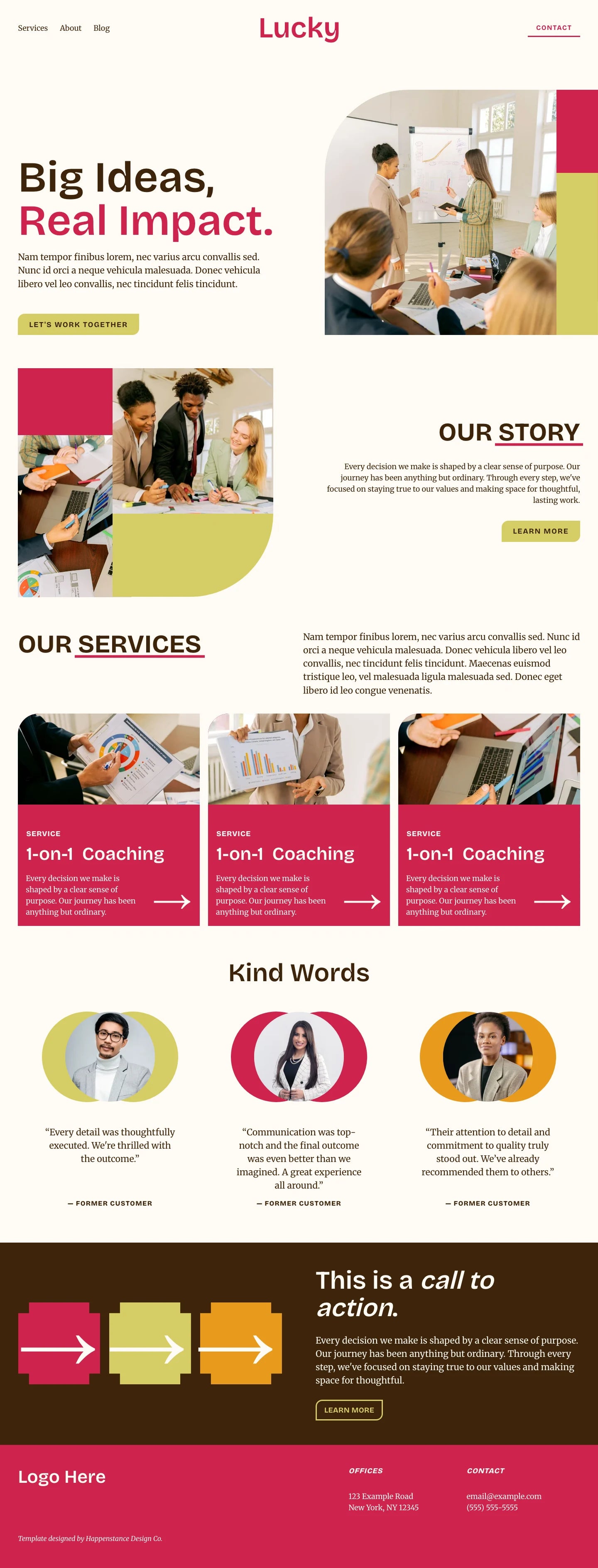 Lucky Squarespace 7.1 template for consultants, full homepage screenshot
