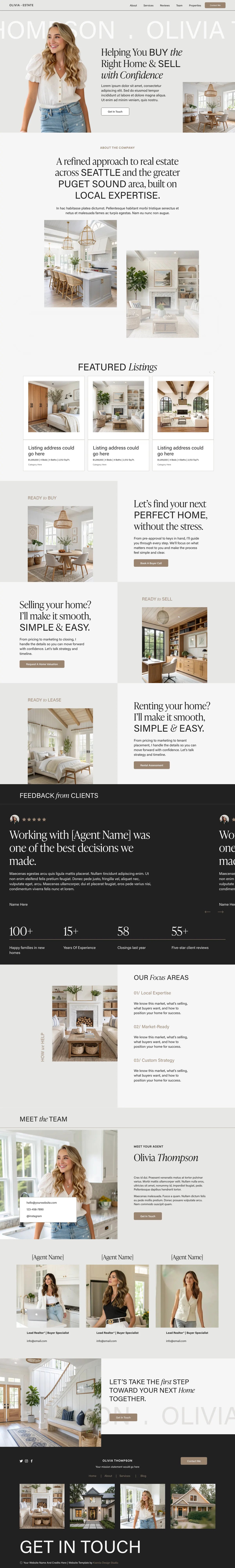 Olivia Real Estate Squarespace template full homepage