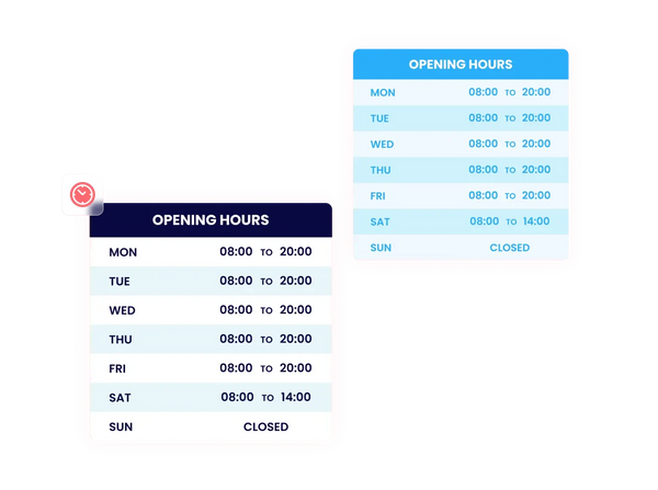 Opening Hours Widget – Squarespace UI Components on SquareLocator