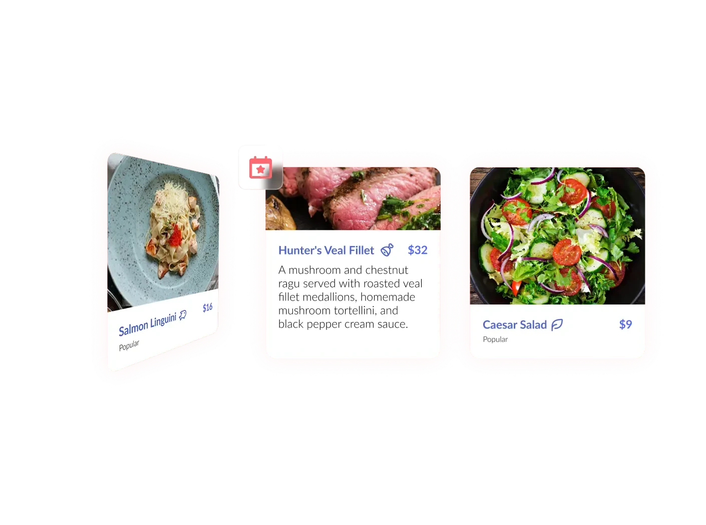 Restaurant Menu Flip Cards Widget