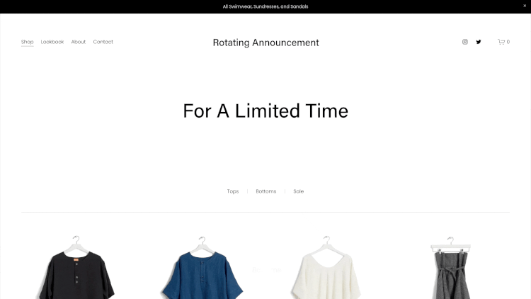 Rotating Announcement Bar - Squarespace Templates