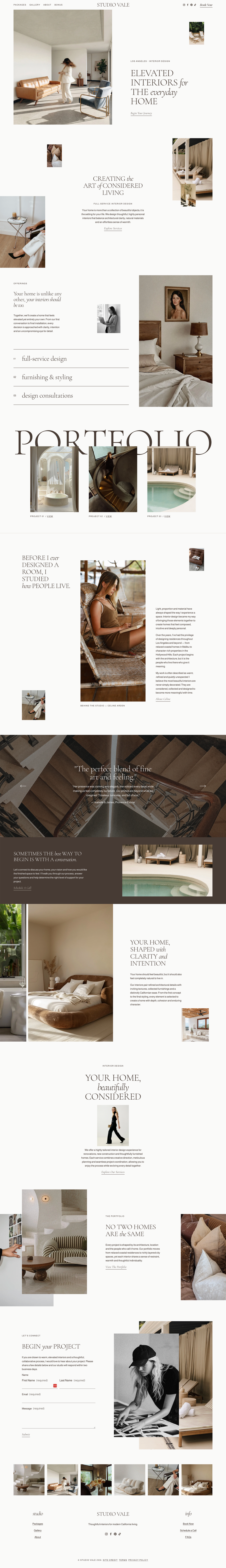 Studio Vale Squarespace template by Candor Templates, full homepage screenshot