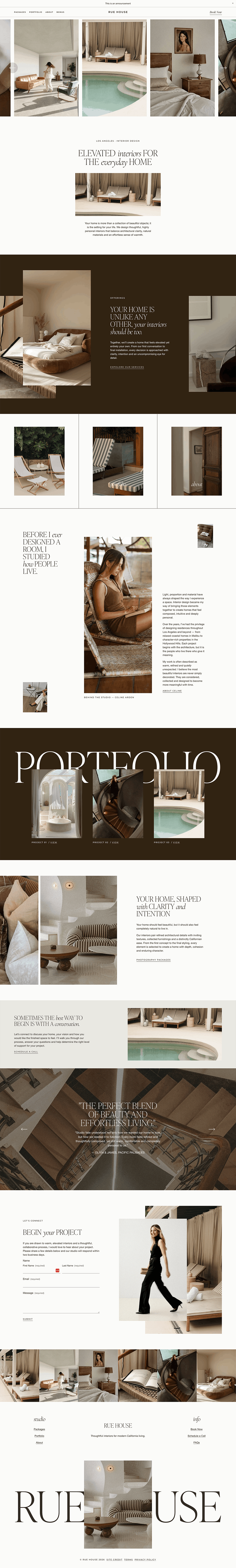 Rue House Squarespace template by Candor Templates, full homepage screenshot
