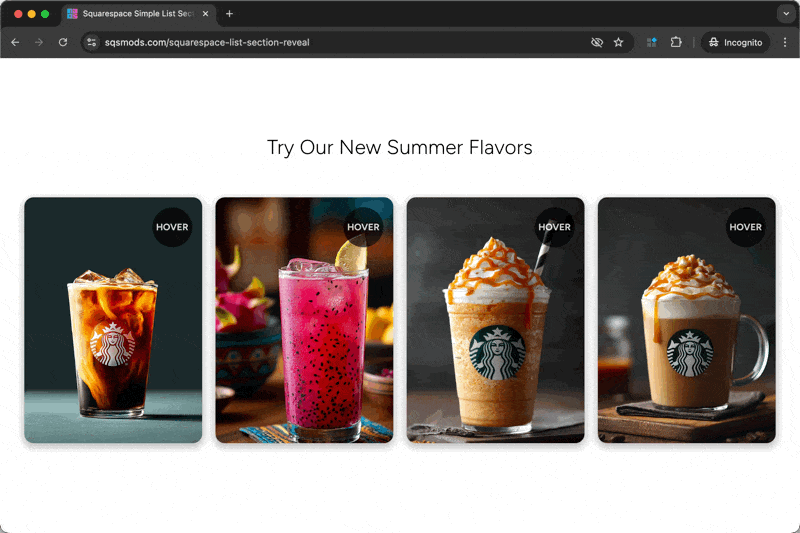 Simple List Reveal - Squarespace Templates