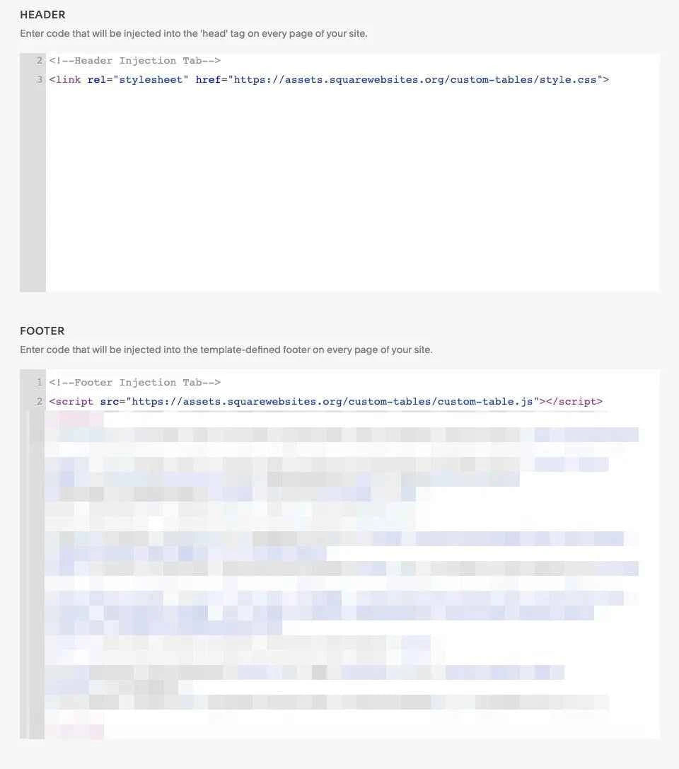 Squarespace Custom Table Block Plugin