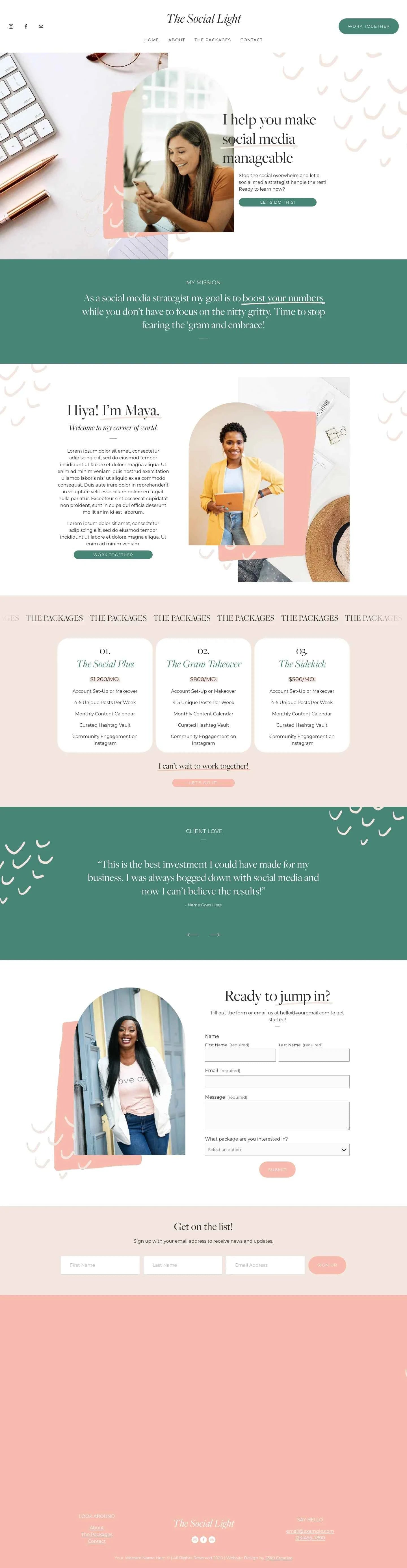 Squarespace One Page Website Template