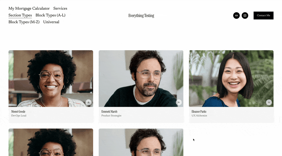 Team Bio Modals - Squarespace Templates
