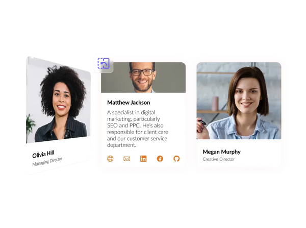 Team Member Flip Cards Widget – Squarespace UI Components on SquareLocator