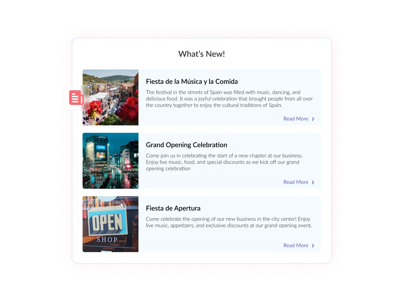 What’s New Popup Widget