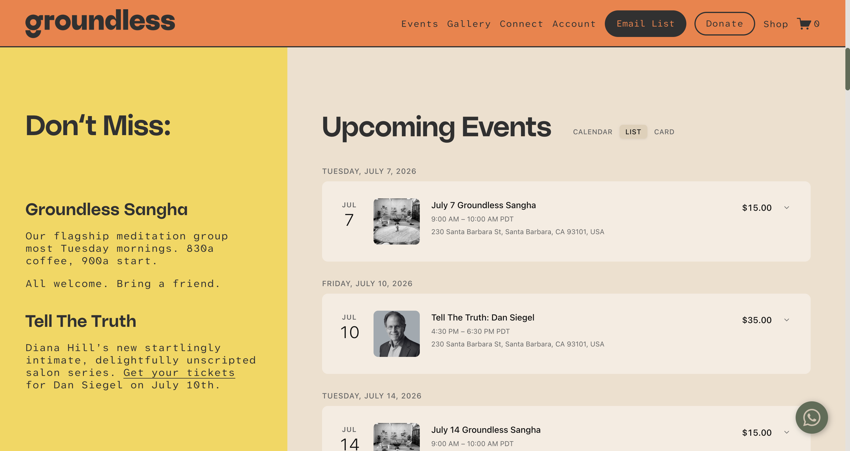 Eventually ticket checkout embedded on a squarespace site