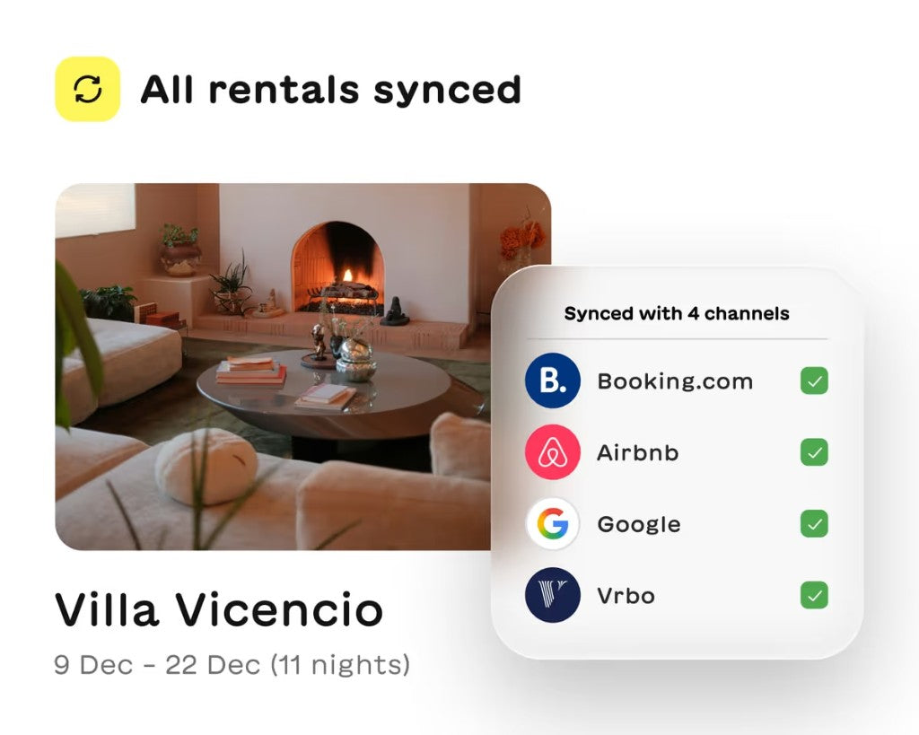 Lodgify property listing synced with booking.com, airbnb, google, and vrbo